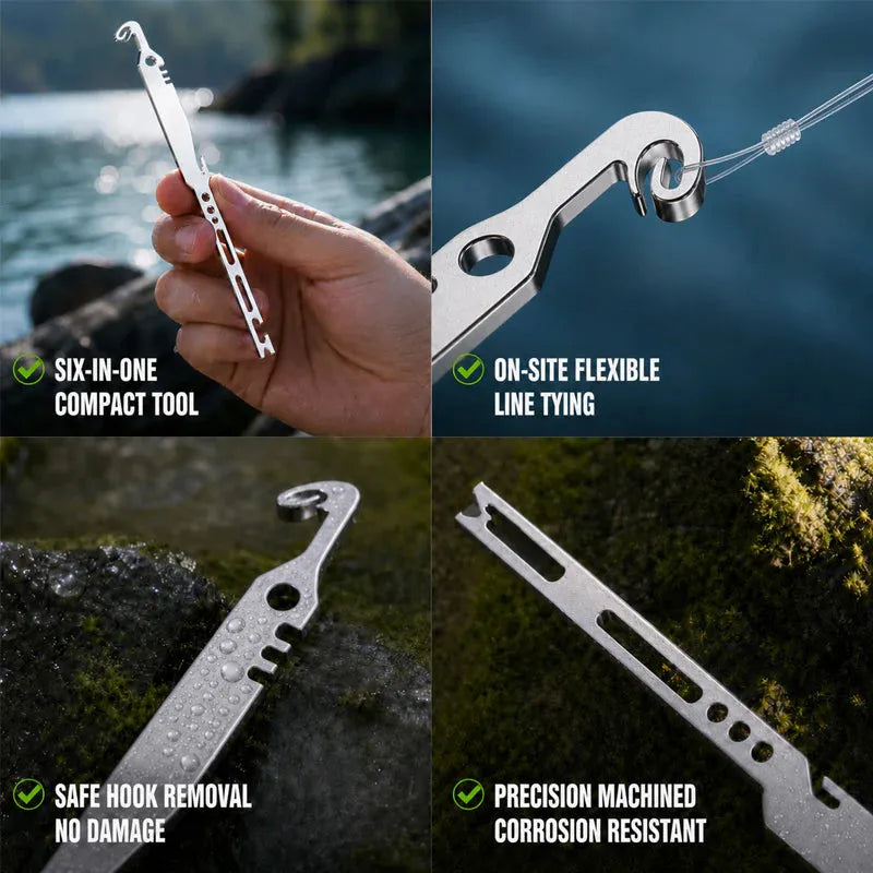 ⏳Limited-time Buy 1 Get 1 Free⏰6-in-1 Stainless Steel Fishing Multi Tool Hook Remover and Knot Tyer🎣🐟