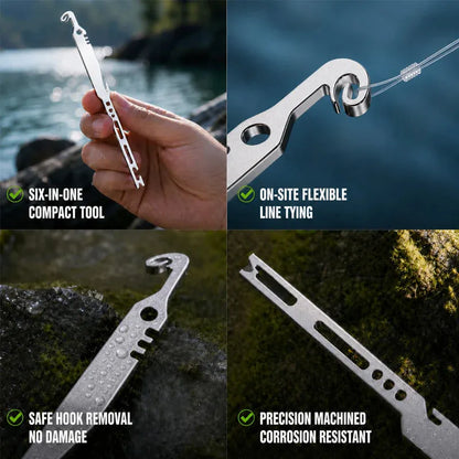 ⏳Limited-time Buy 1 Get 1 Free⏰6-in-1 Stainless Steel Fishing Multi Tool Hook Remover and Knot Tyer🎣🐟