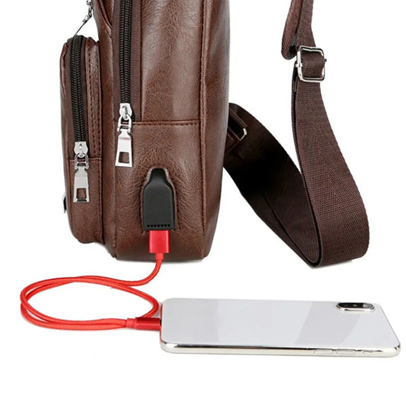 📢📢49% OFF !! ⏰Men's Multifunctional High Quality Leather Chest Bag