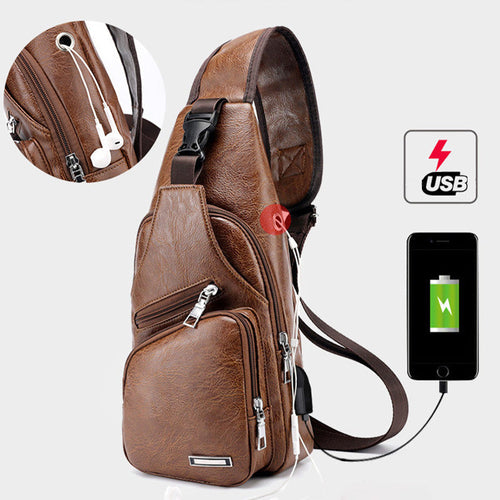 📢📢49% OFF !! ⏰Men's Multifunctional High Quality Leather Chest Bag