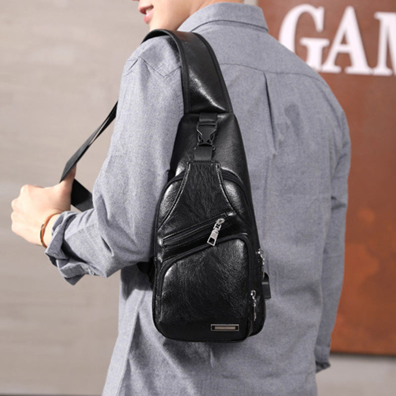 📢📢49% OFF !! ⏰Men's Multifunctional High Quality Leather Chest Bag