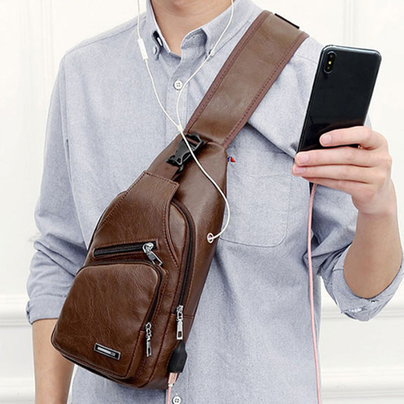 📢📢49% OFF !! ⏰Men's Multifunctional High Quality Leather Chest Bag