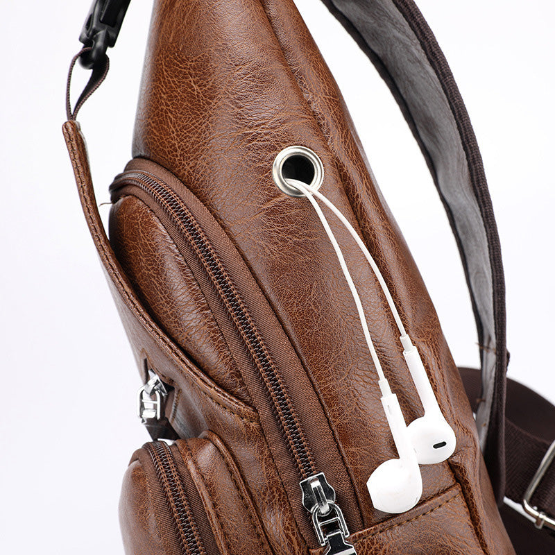 📢📢49% OFF !! ⏰Men's Multifunctional High Quality Leather Chest Bag
