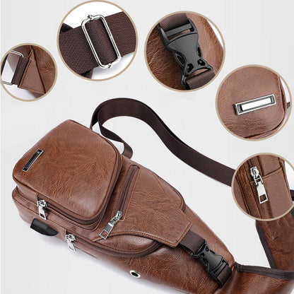 📢📢49% OFF !! ⏰Men's Multifunctional High Quality Leather Chest Bag