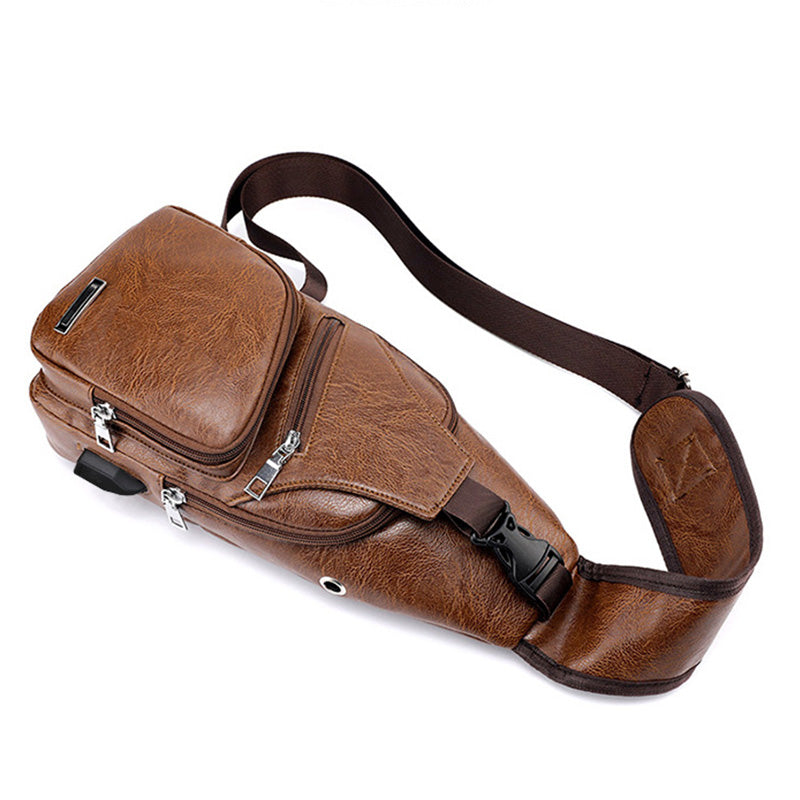 📢📢49% OFF !! ⏰Men's Multifunctional High Quality Leather Chest Bag