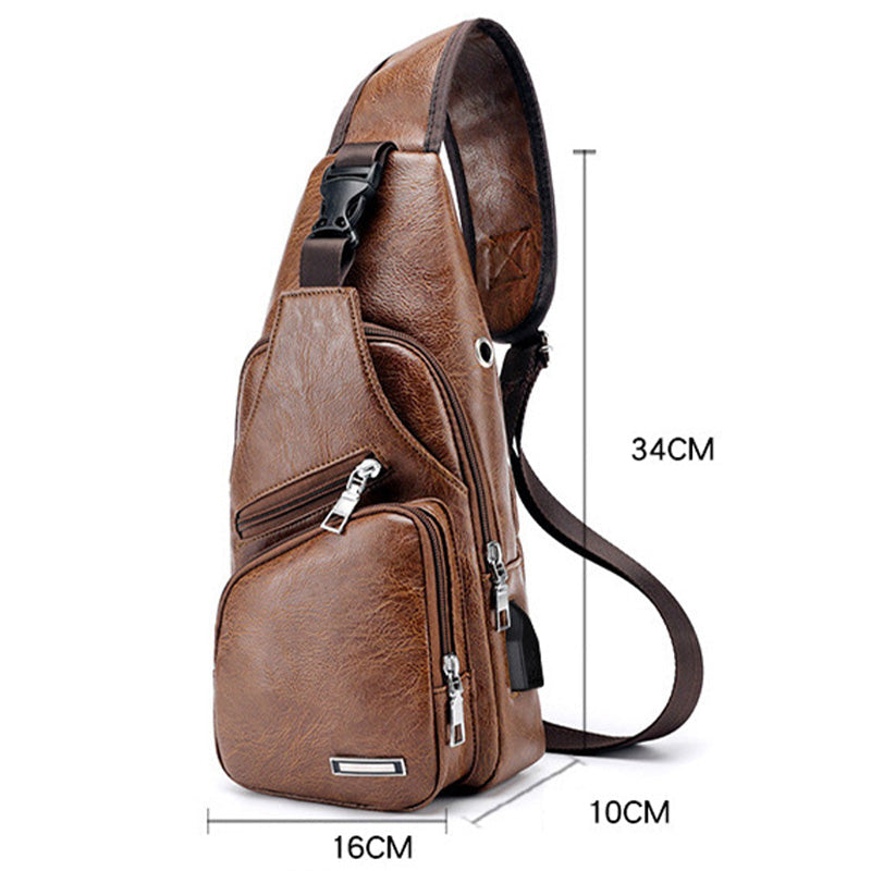 📢📢49% OFF !! ⏰Men's Multifunctional High Quality Leather Chest Bag
