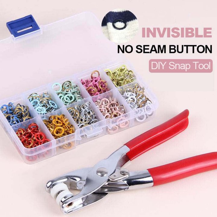 🔥50%OFF🔥100pcs Invisible Colored Metal Buckle & 1 Count Manual Pressure Pliers