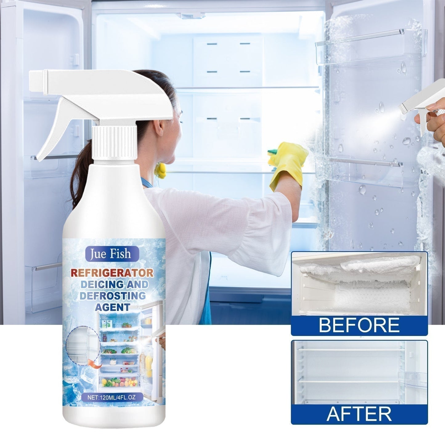 🧊 Buy 2 Get 1 Free | Defrosting Spray for Fridge Freezer 🎁 Includes Free Spatula