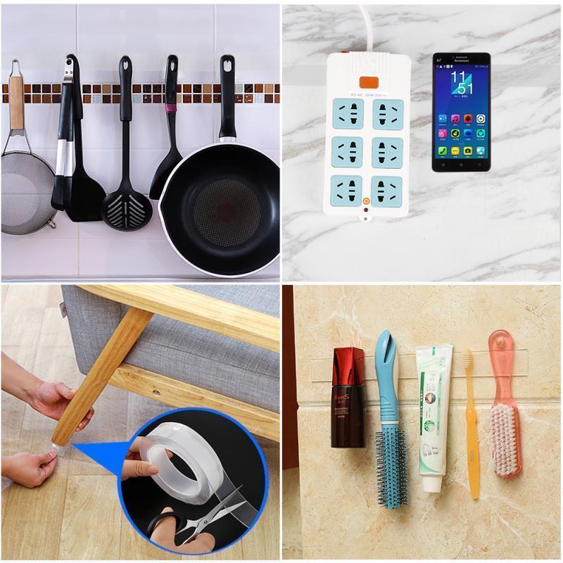 ⭐Transparent, reusable, residue-free nano double-sided adhesive tape for household use.
