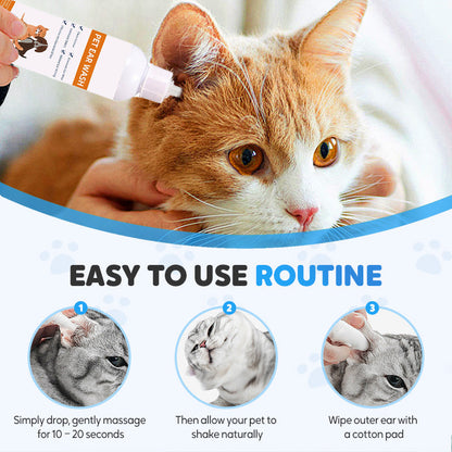 ✨ Pet Ear Cleaner - Gentle Formula with Soothing Aloe for Dogs & Cats, Prevents Infections & Odor 🌿👂