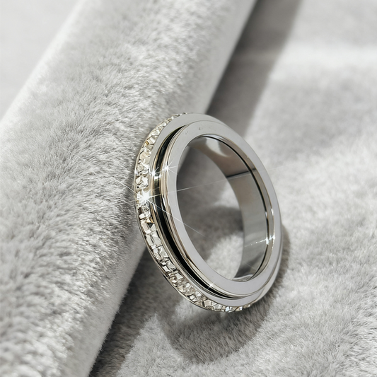 📢📢 ¡¡57% DE DESCUENTO!! ⏰Anillo giratorio de acero de titanio con circonita