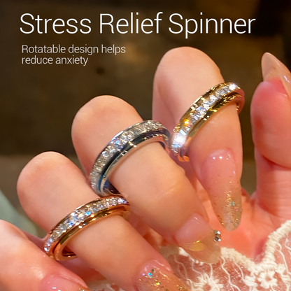 📢📢57%  OFF !! ⏰Titanium Steel Rotatable Spinner Ring with Zirconia