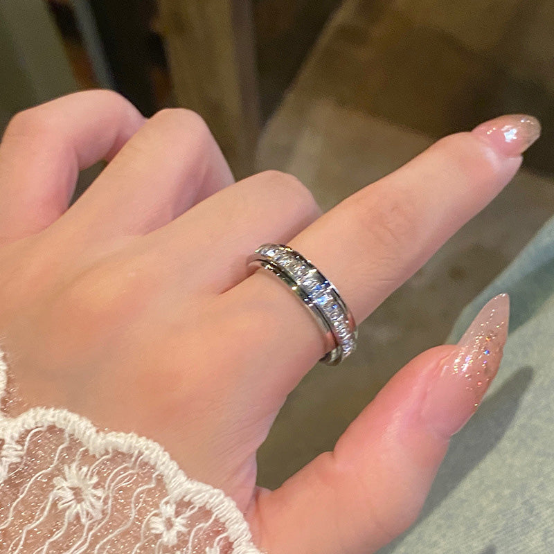 📢📢57%  OFF !! ⏰Titanium Steel Rotatable Spinner Ring with Zirconia