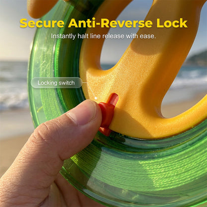 Ergonomic kite winder with lock and hand wheel, suitable for kites, fishing