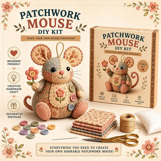 ⏳OFERTA POR TIEMPO LIMITADO 50% DE DESCUENTO🐭🧵Kit de Costura de Peluche de Ratón Vintage Hecho a Mano