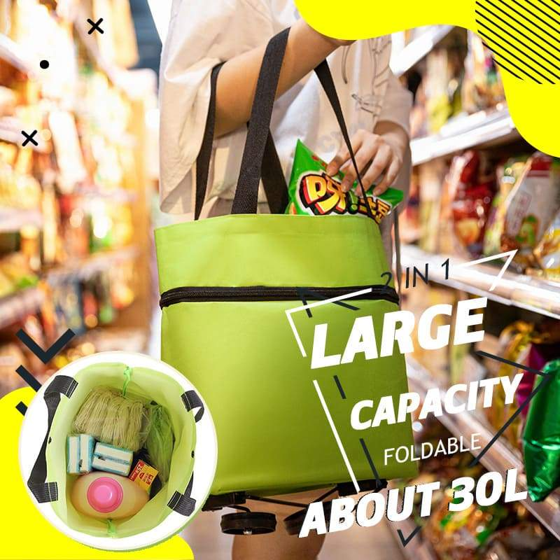 🎉 2026 Sale — Over 13,000 Sold!💞 2-in-1 Foldable Shopping Cart – Carry & Roll with Ease 🛒