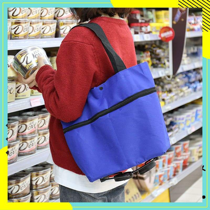 🎉 2026 Sale — Over 13,000 Sold!💞 2-in-1 Foldable Shopping Cart – Carry & Roll with Ease 🛒
