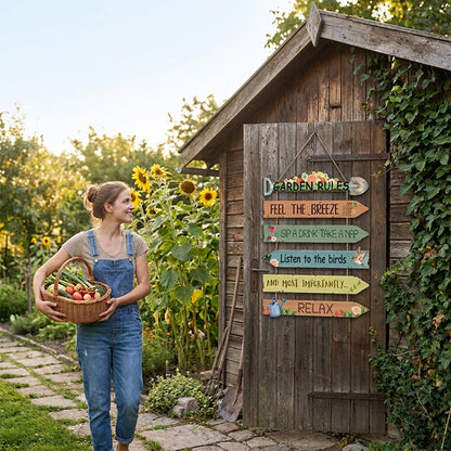 🌸 Decorative Wooden Hanging Plaque for Garden, Porch & Shed