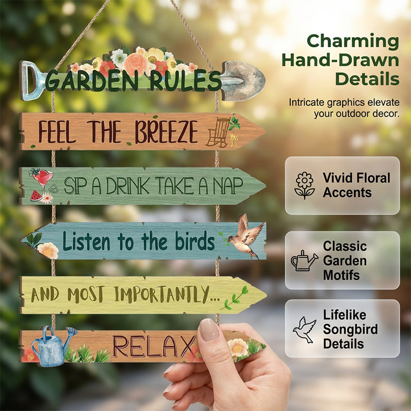 🌸 Decorative Wooden Hanging Plaque for Garden, Porch & Shed