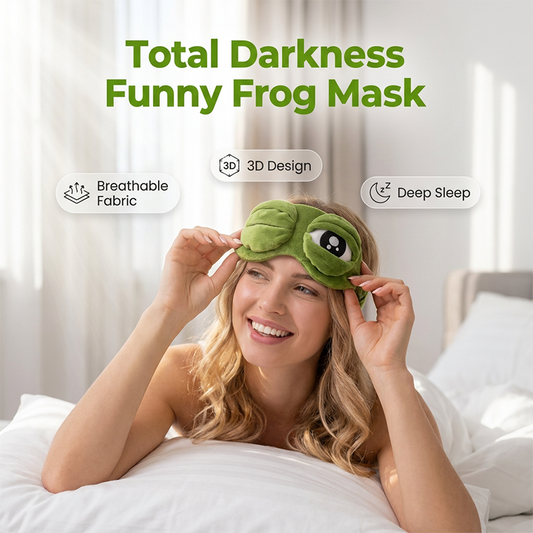 Antifaz para dormir de rana divertido – 100 % opaco y felpa ultrasuave