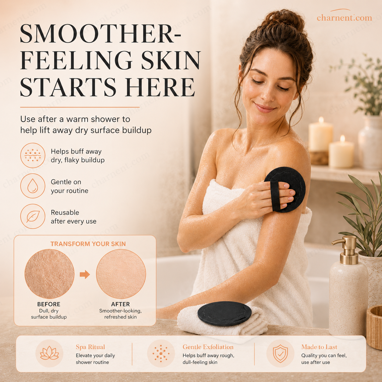 🛁 Exfoliating Scrub Bath Pad – Rubber Body Cleansing Pad For Shower