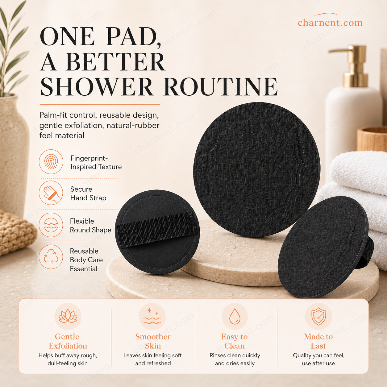 🛁 Exfoliating Scrub Bath Pad – Rubber Body Cleansing Pad For Shower