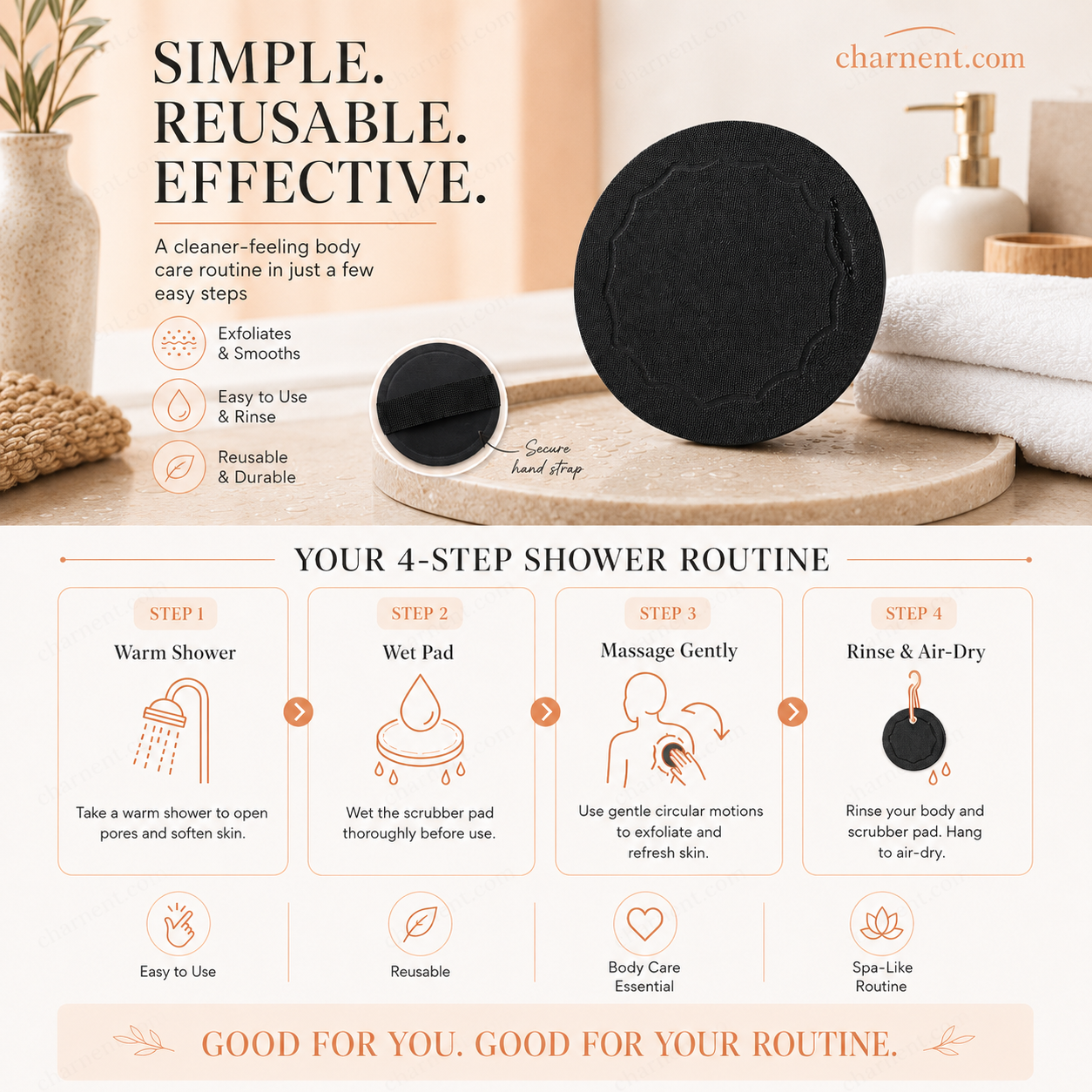 🛁 Exfoliating Scrub Bath Pad – Rubber Body Cleansing Pad For Shower