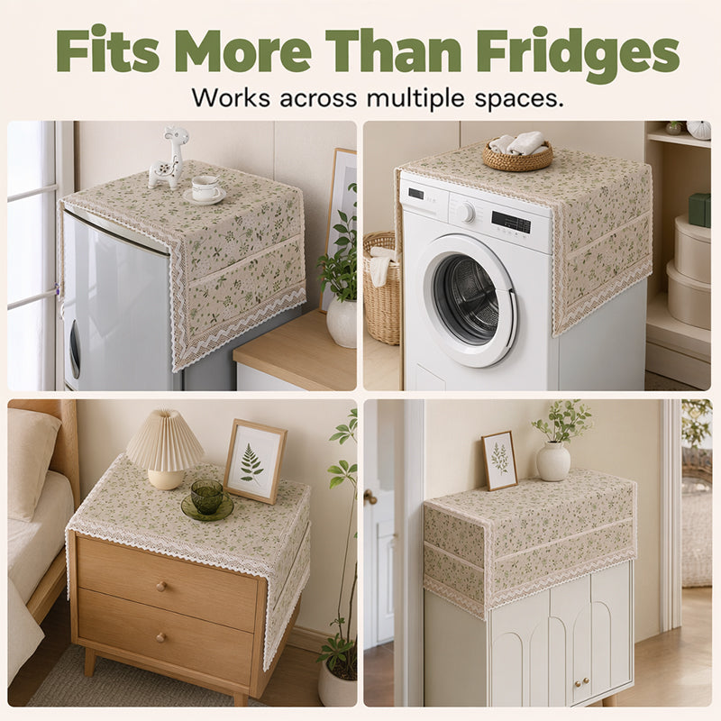 ✨Cotton Linen Refrigerator Dust Cover with Pockets