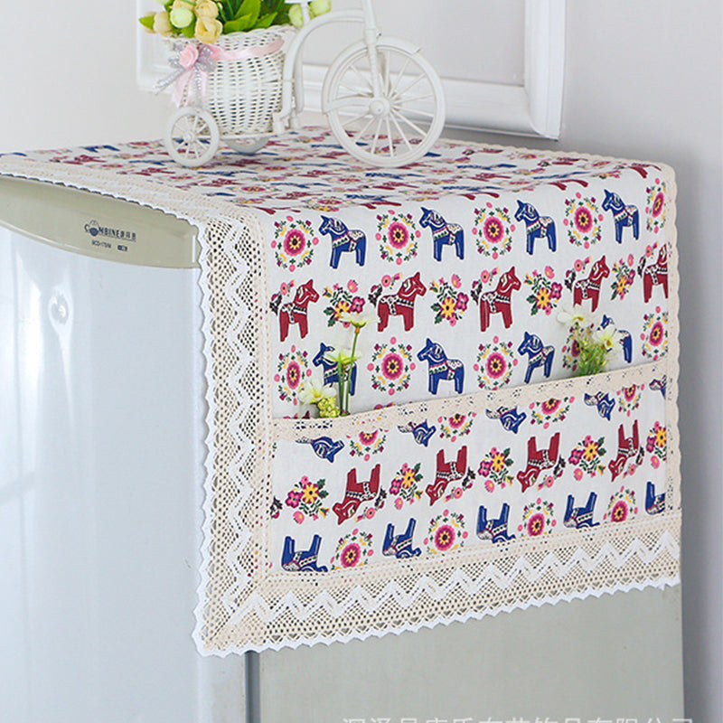 ✨Cotton Linen Refrigerator Dust Cover with Pockets