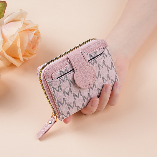 Elegante cartera corta con monograma para mujer