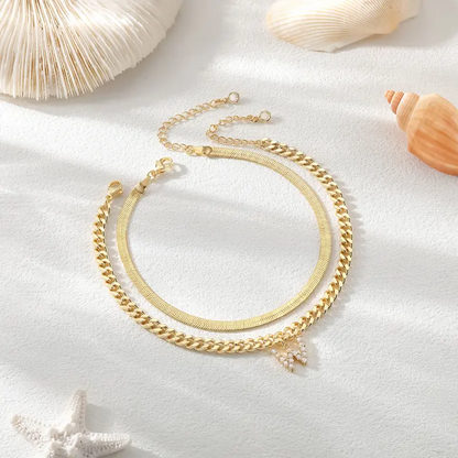 Initial Letter Design Anklet Set for Women