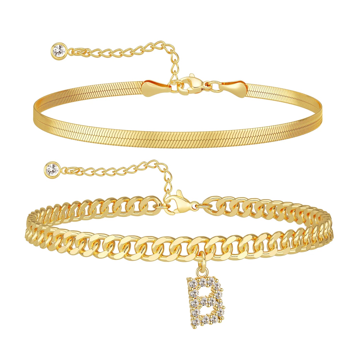 Initial Letter Design Anklet Set for Women