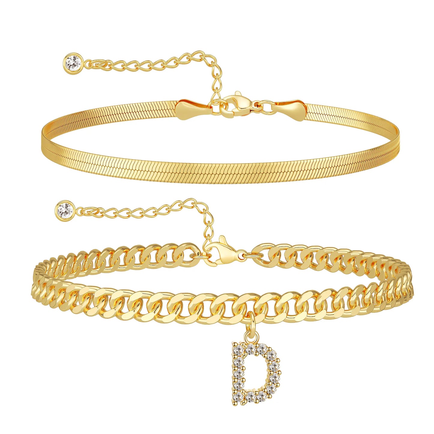 Initial Letter Design Anklet Set for Women