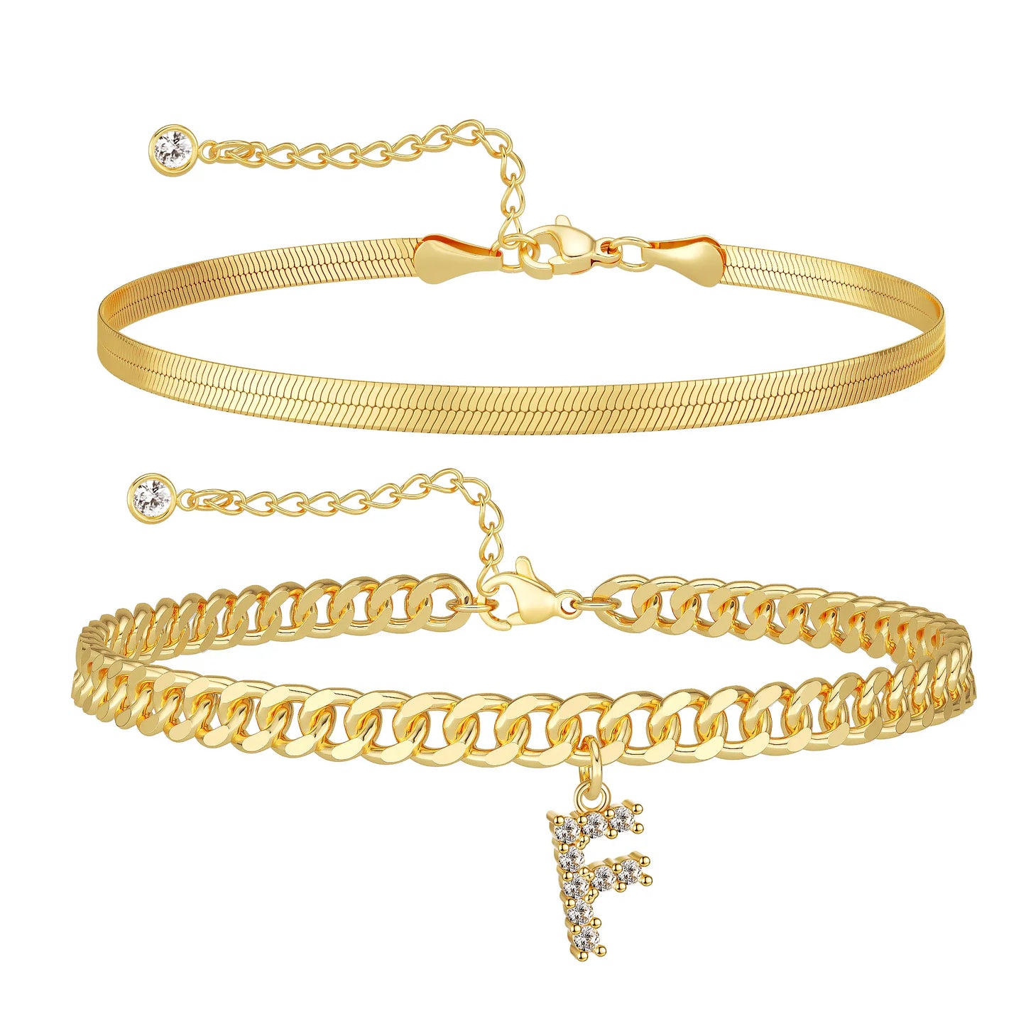 Initial Letter Design Anklet Set for Women