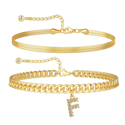 Initial Letter Design Anklet Set for Women