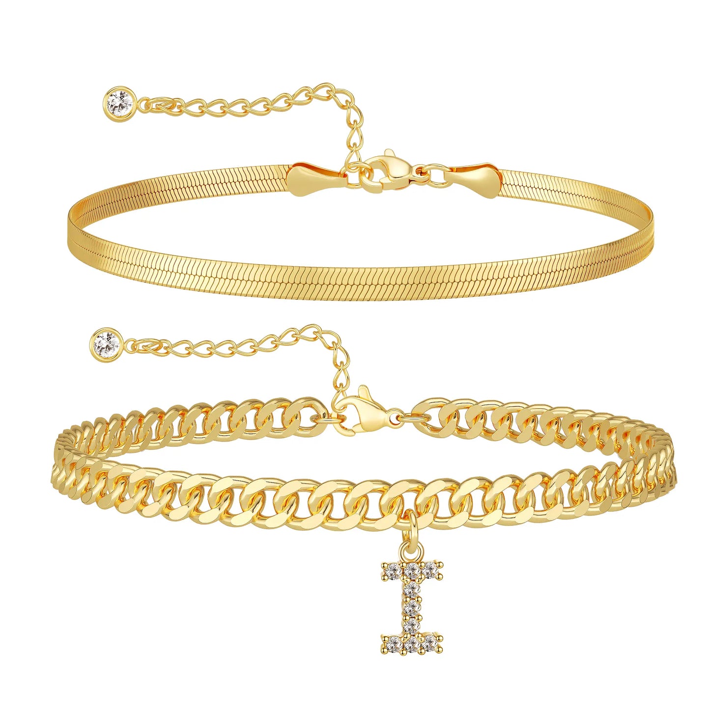 Initial Letter Design Anklet Set for Women