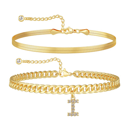 Initial Letter Design Anklet Set for Women