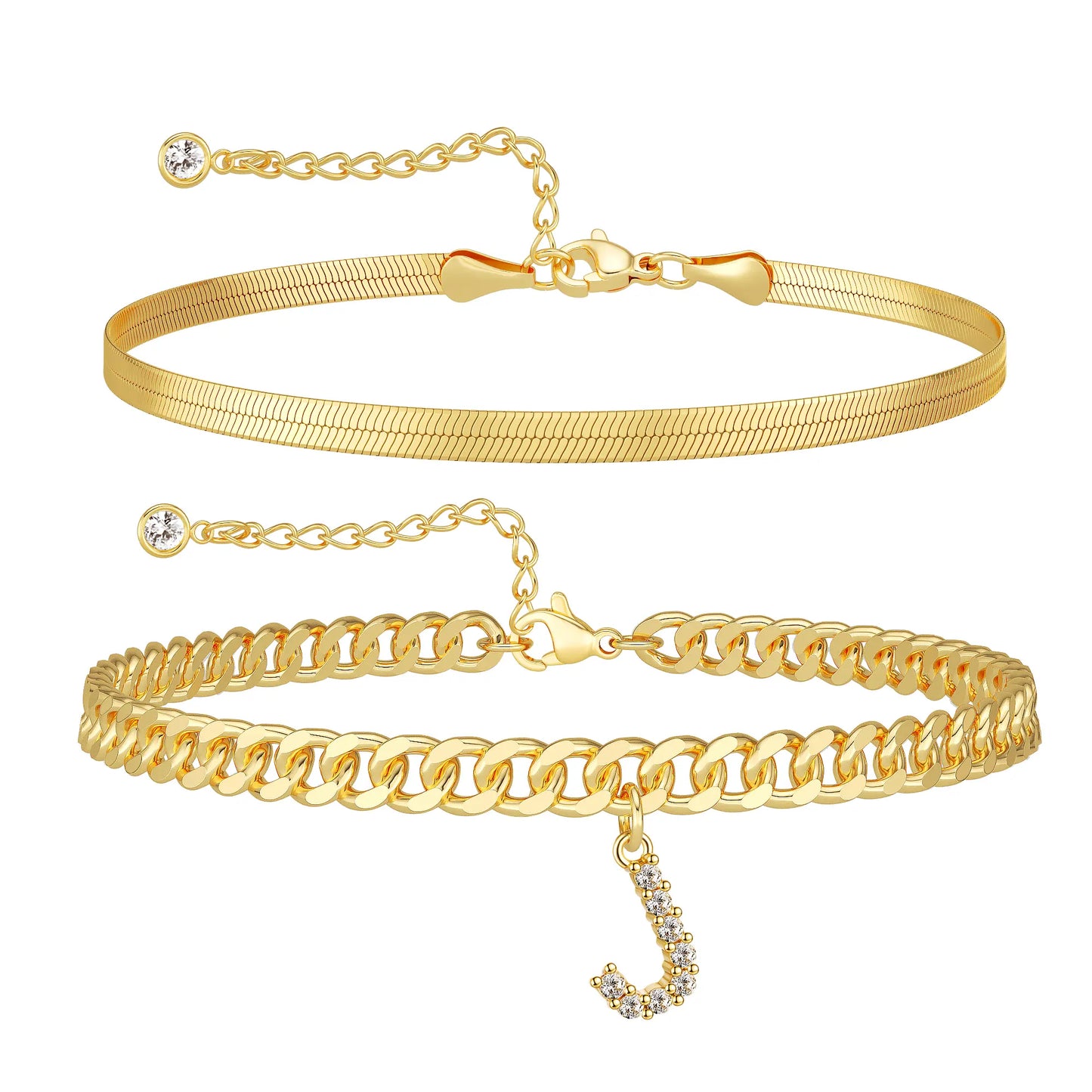 Initial Letter Design Anklet Set for Women