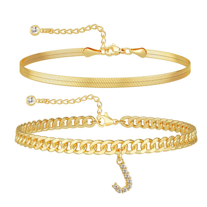 Initial Letter Design Anklet Set for Women