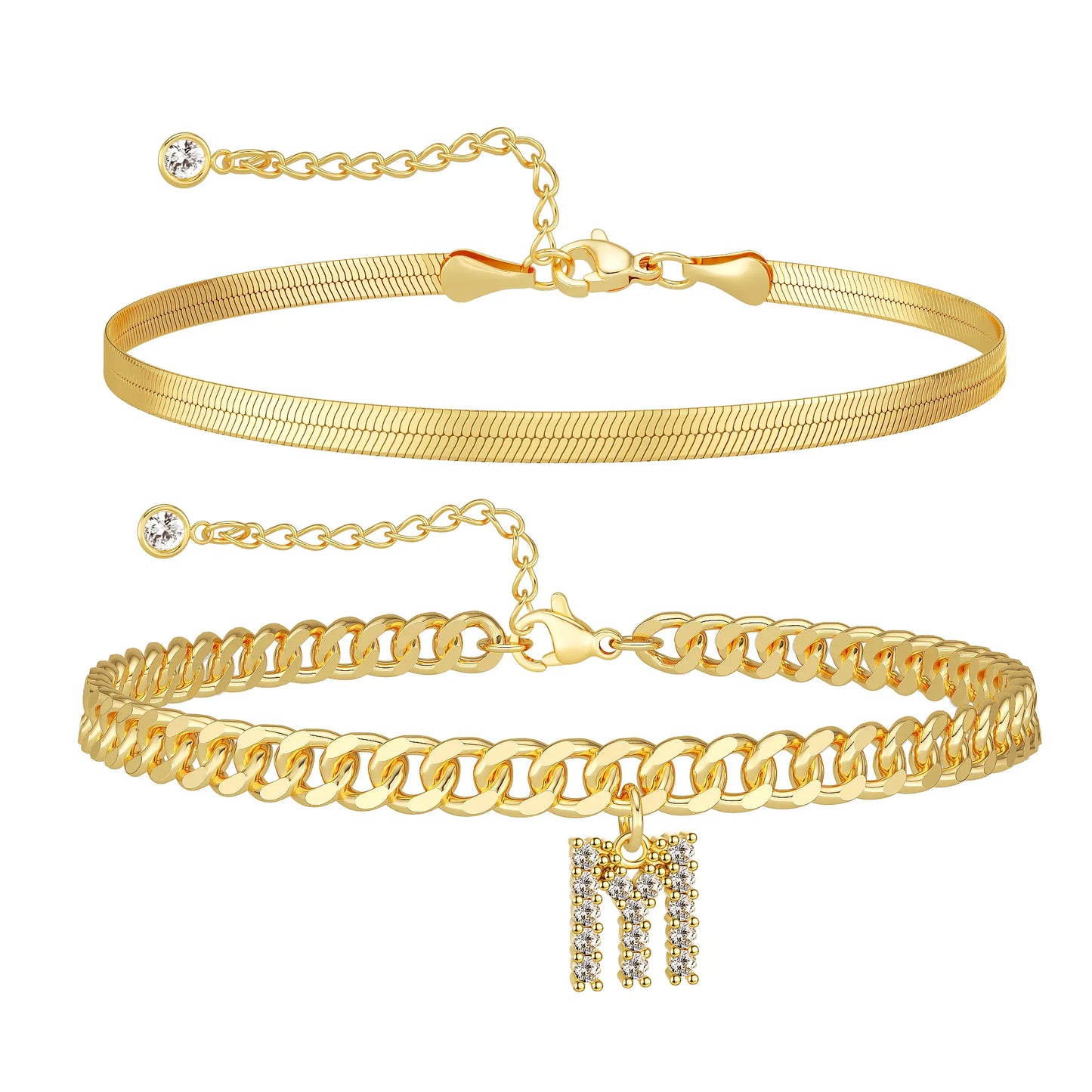 Initial Letter Design Anklet Set for Women