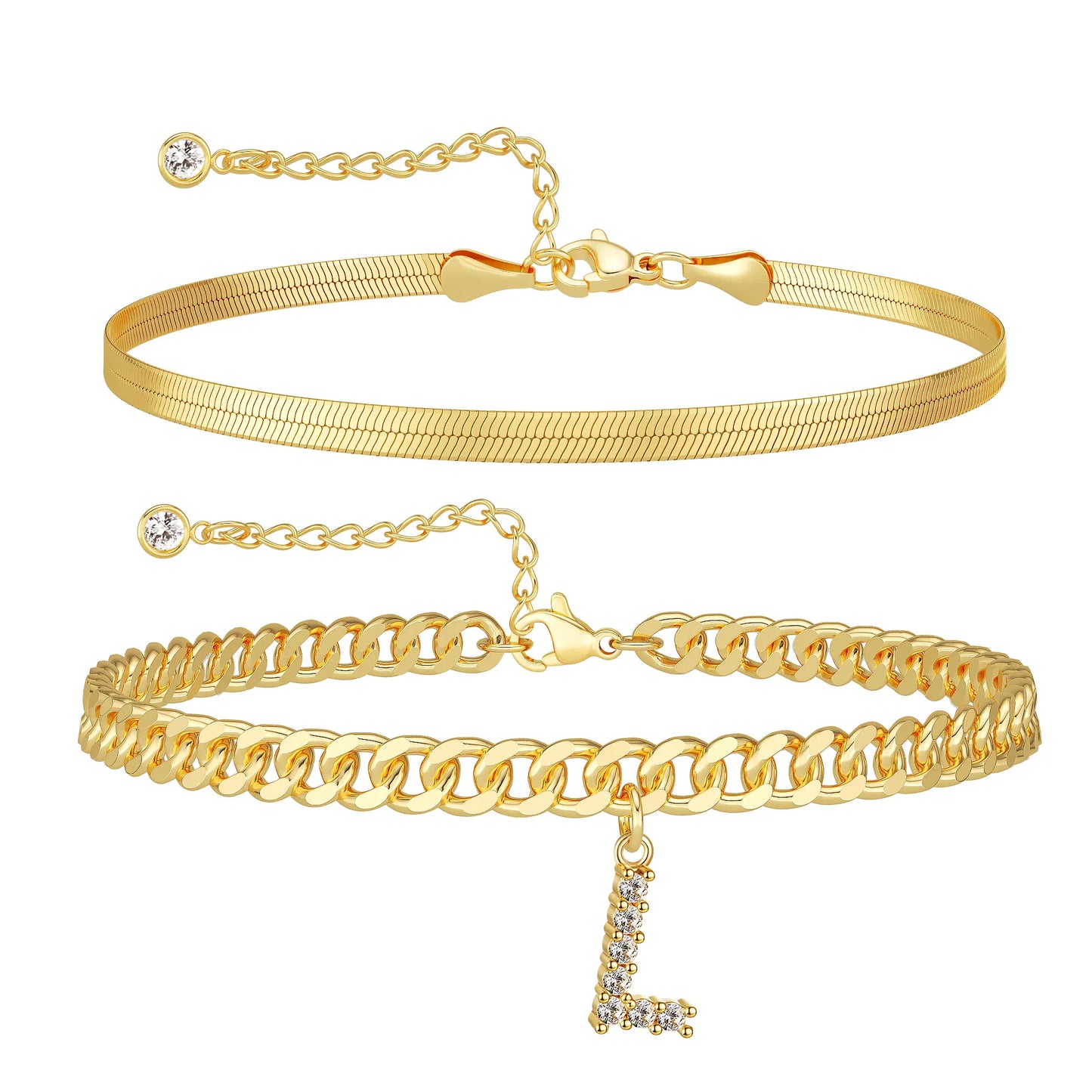 Initial Letter Design Anklet Set for Women
