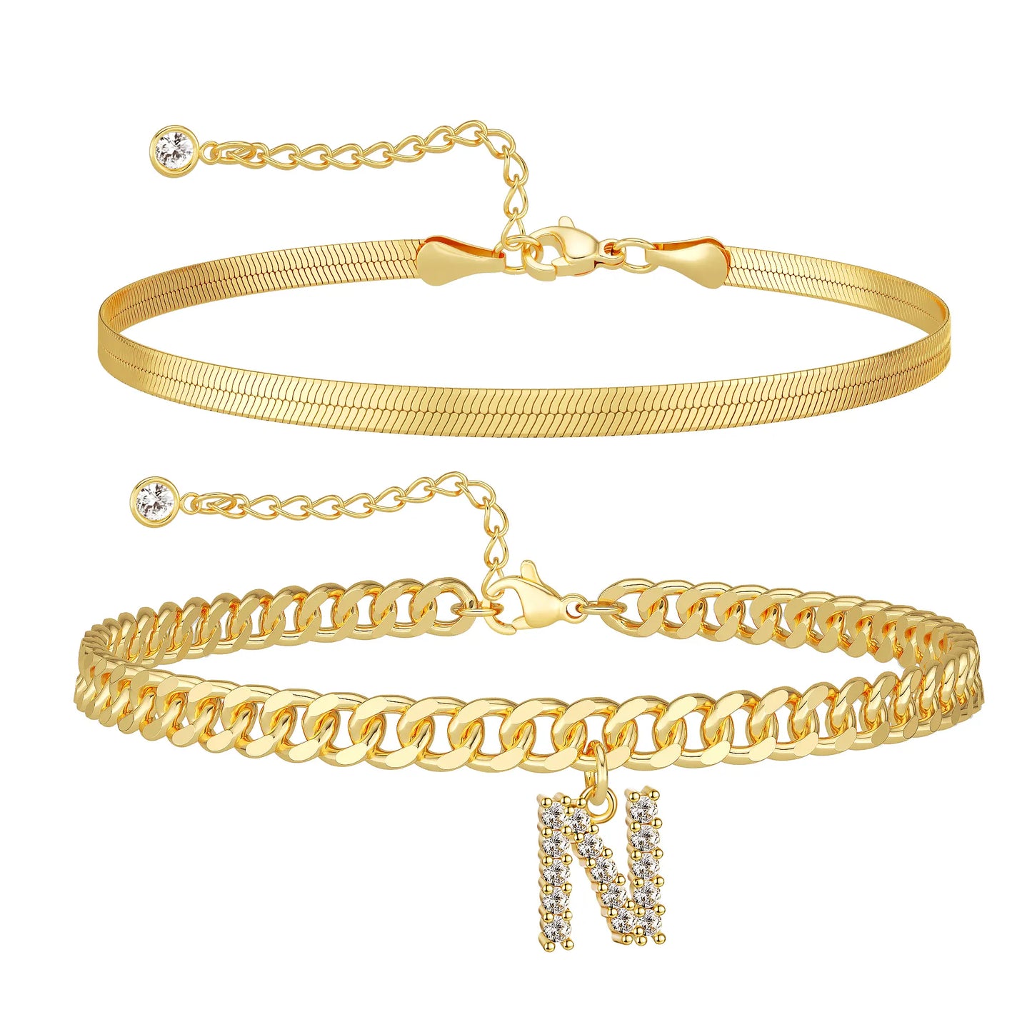 Initial Letter Design Anklet Set for Women