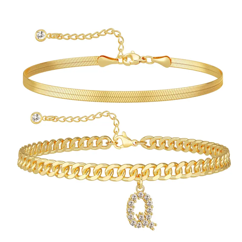Initial Letter Design Anklet Set for Women