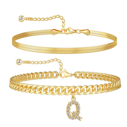 Initial Letter Design Anklet Set for Women