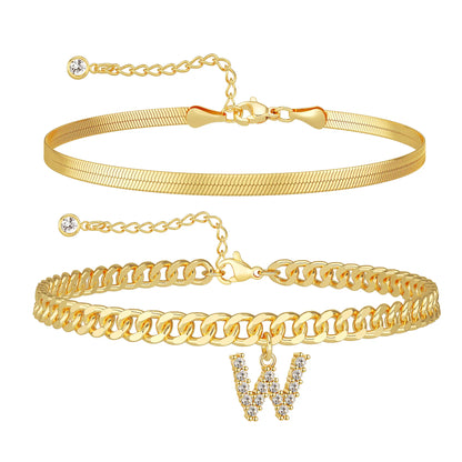 Initial Letter Design Anklet Set for Women