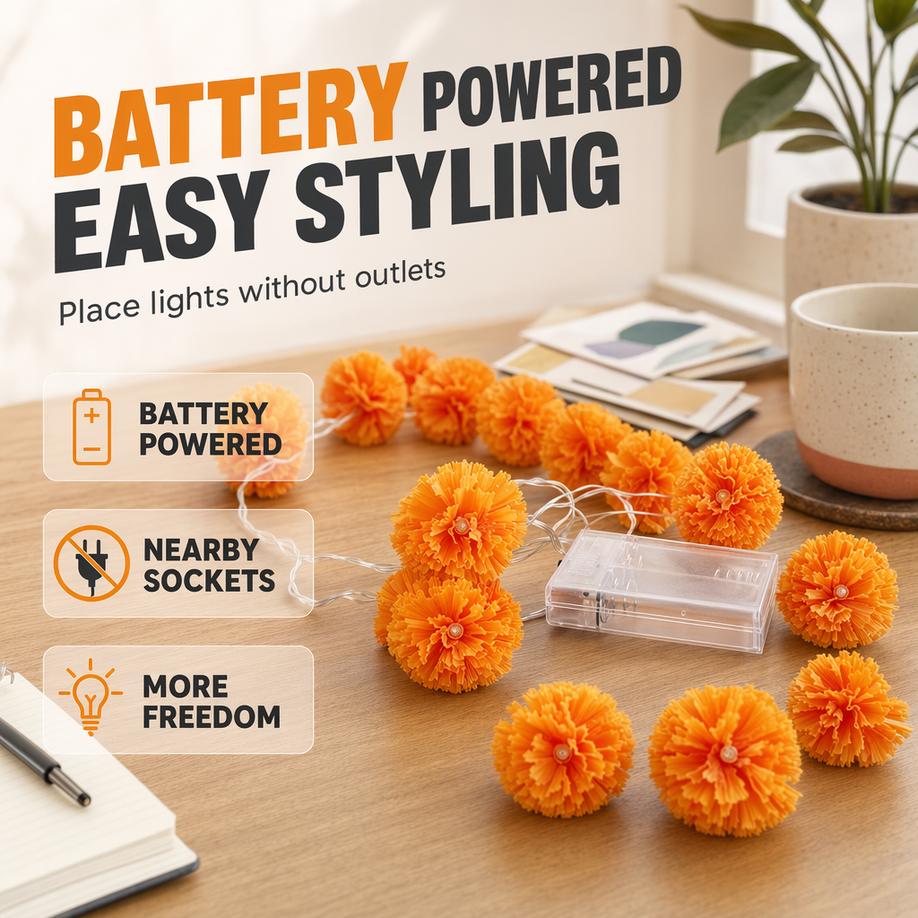 Artificial Marigold Flower LED String Light