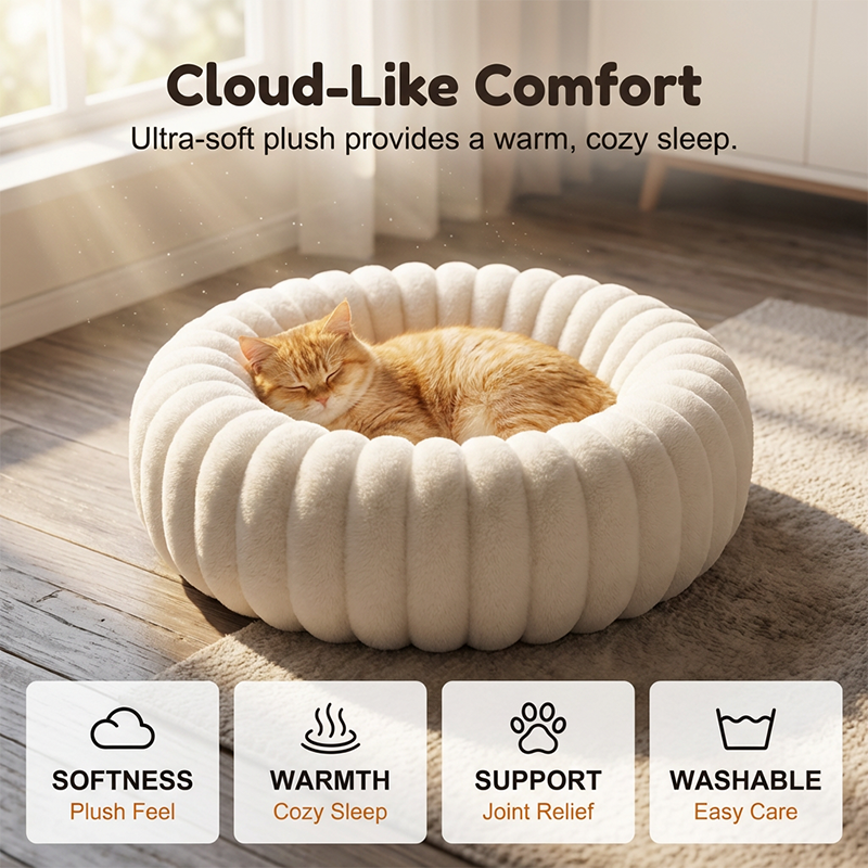 📢📢50% OFF !! ⏰Ultra-Soft Round Calming Cat & Dog Bed