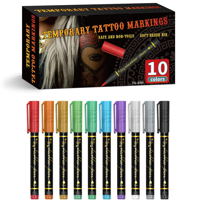 📢📢49% OFF !! ⏰10-Color Temporary Tattoo Markers Set