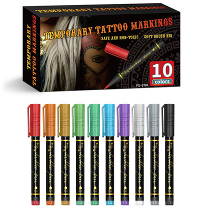 📢📢49% OFF !! ⏰10-Color Temporary Tattoo Markers Set