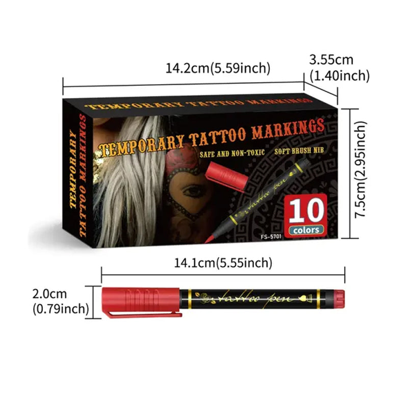 📢📢49% OFF !! ⏰10-Color Temporary Tattoo Markers Set